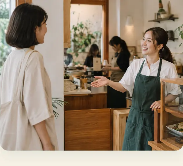 再次到店的玩家與熟悉的店員自然互動